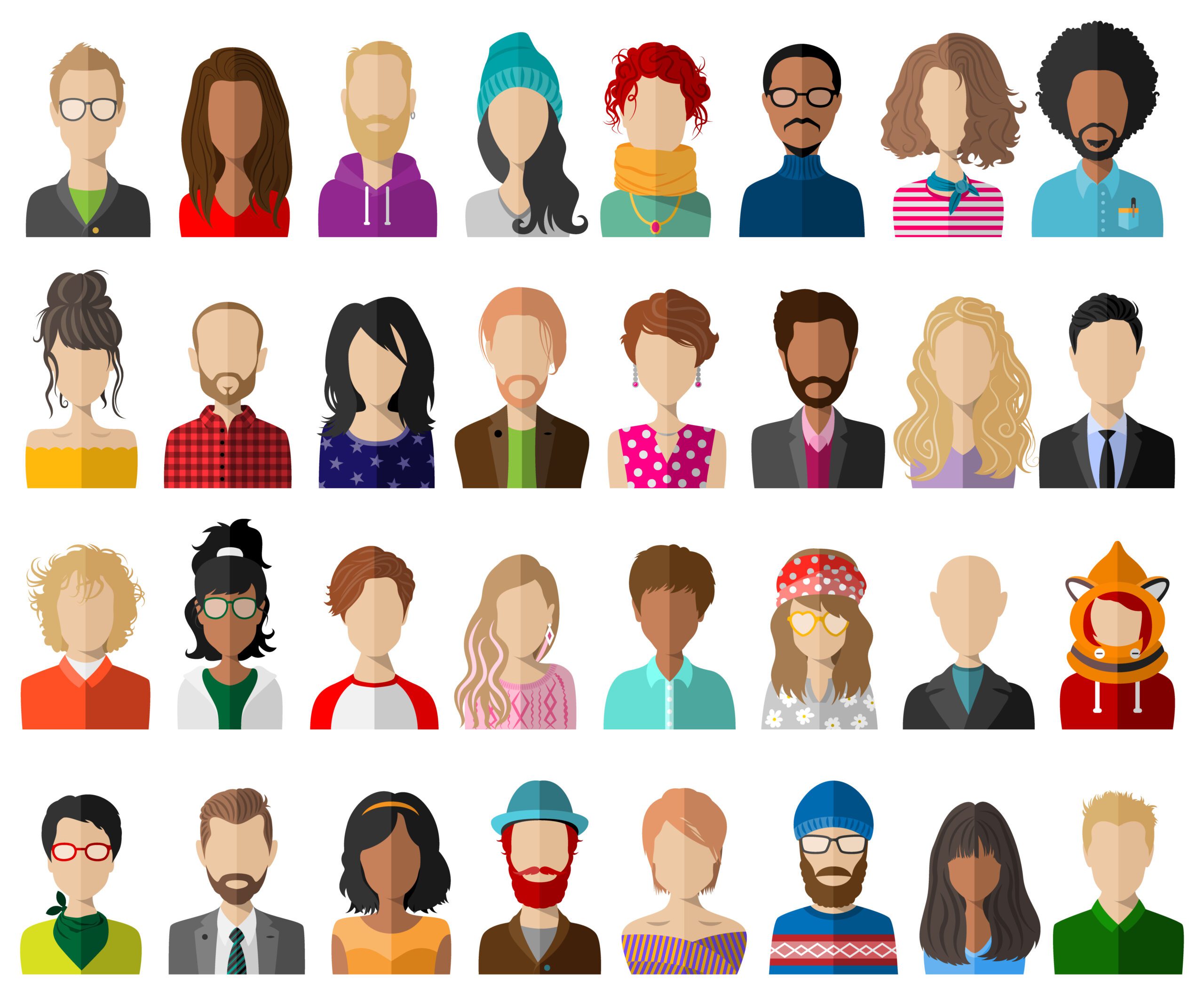 Marketing Personas a grid of animated people without faces